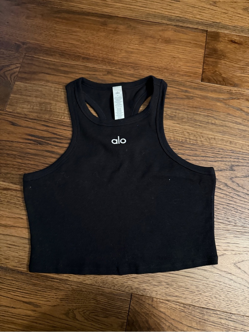 ALO Yoga Black Ribbed Racerback Crop Top NWOT